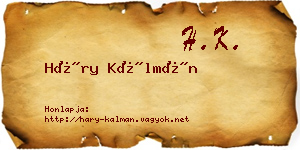 Háry Kálmán névjegykártya